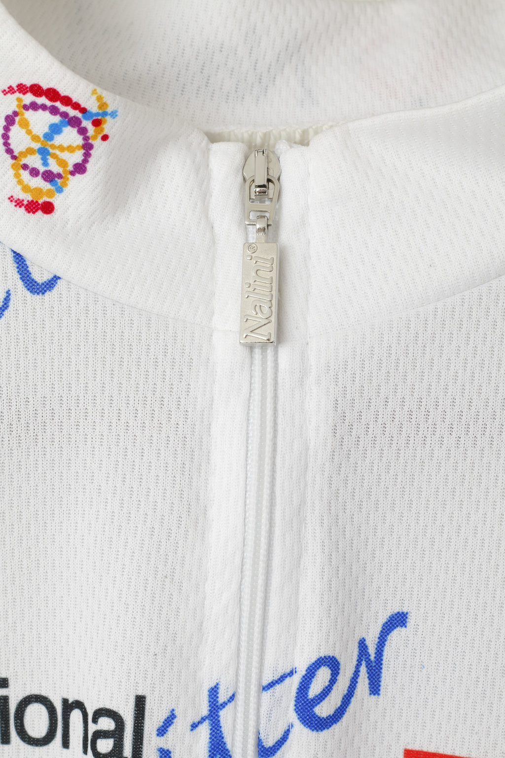 Nalini Men L Cycling Shirt White Vintage Zip Neck Bike Jersey Short Sleeve Top