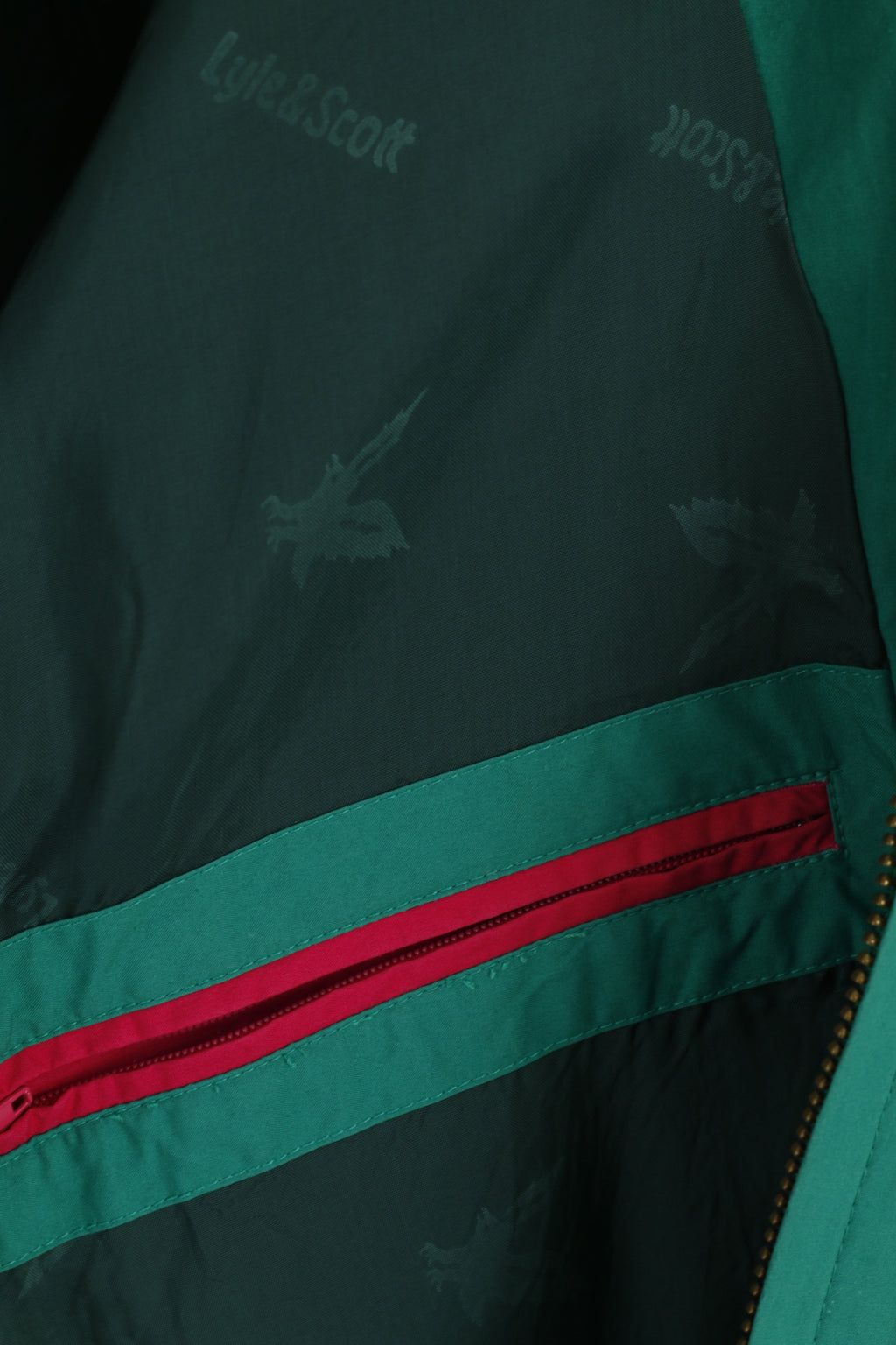 Lyle &amp; Scott Men 44 54 L Veste Bomber en coton vert avec fermeture éclair complète et haut léger