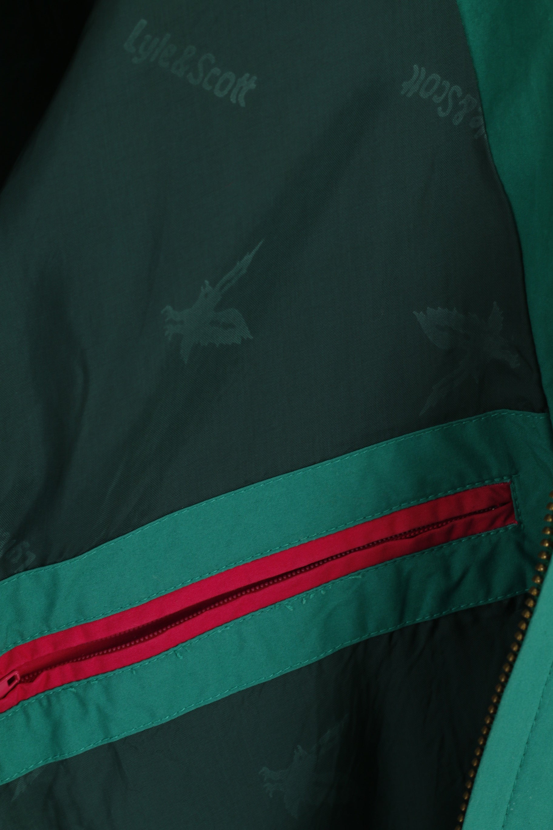 Lyle &amp; Scott Men 44 54 L Veste Bomber en coton vert avec fermeture éclair complète et haut léger