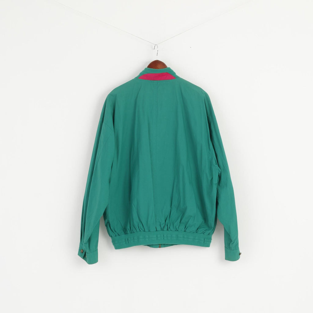 Lyle &amp; Scott Men 44 54 L Veste Bomber en coton vert avec fermeture éclair complète et haut léger