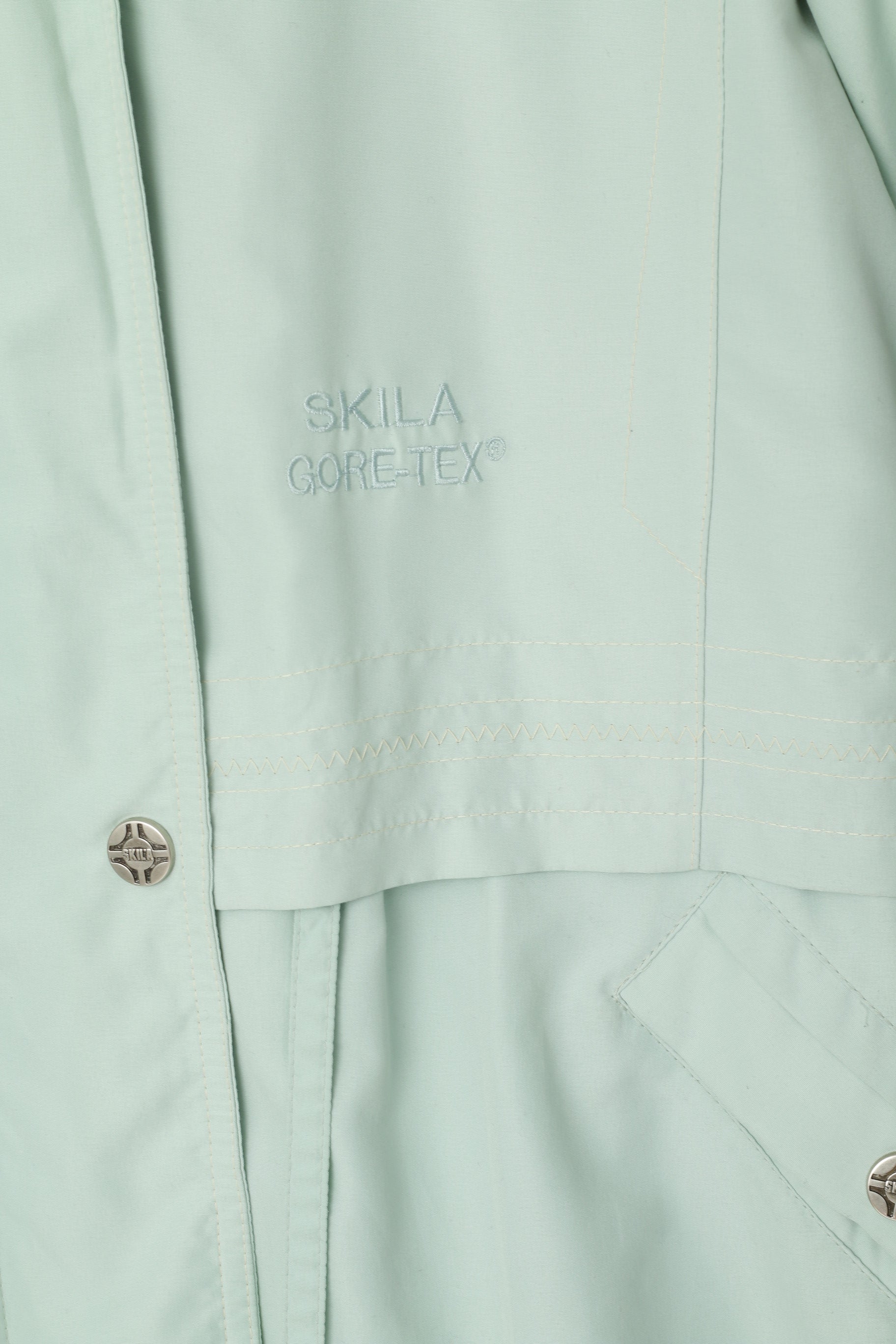 Skila Femmes 12 M Veste Menthe Gore-Tex Fermeture Éclair Complète À Capuche Vintage Oversize Parka