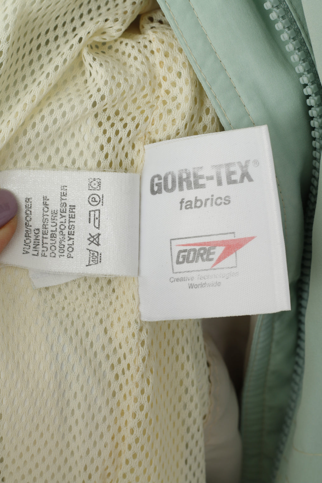 Skila Femmes 12 M Veste Menthe Gore-Tex Fermeture Éclair Complète À Capuche Vintage Oversize Parka