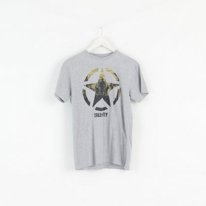 T-shirt Primark da uomo S in cotone grigio Call Of Duty Graphic Basic Top