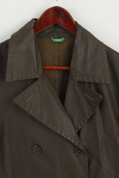 United Colors Of Benetton Women S Jacket Brown Cotton Trench Double Breasted Top