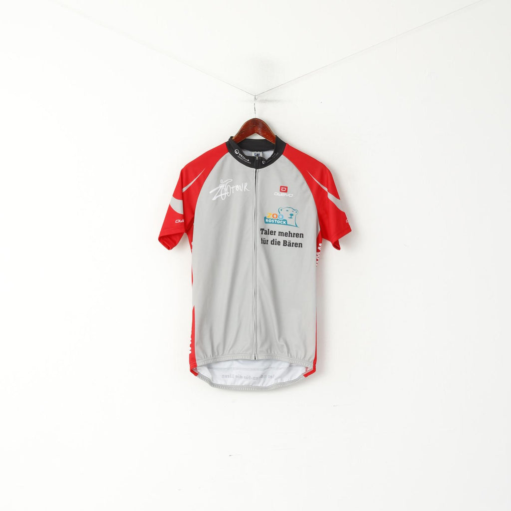 Owayo Men L Cycling Shirt Grey Zip Neck Germany Sportswear Bike Jersey Top