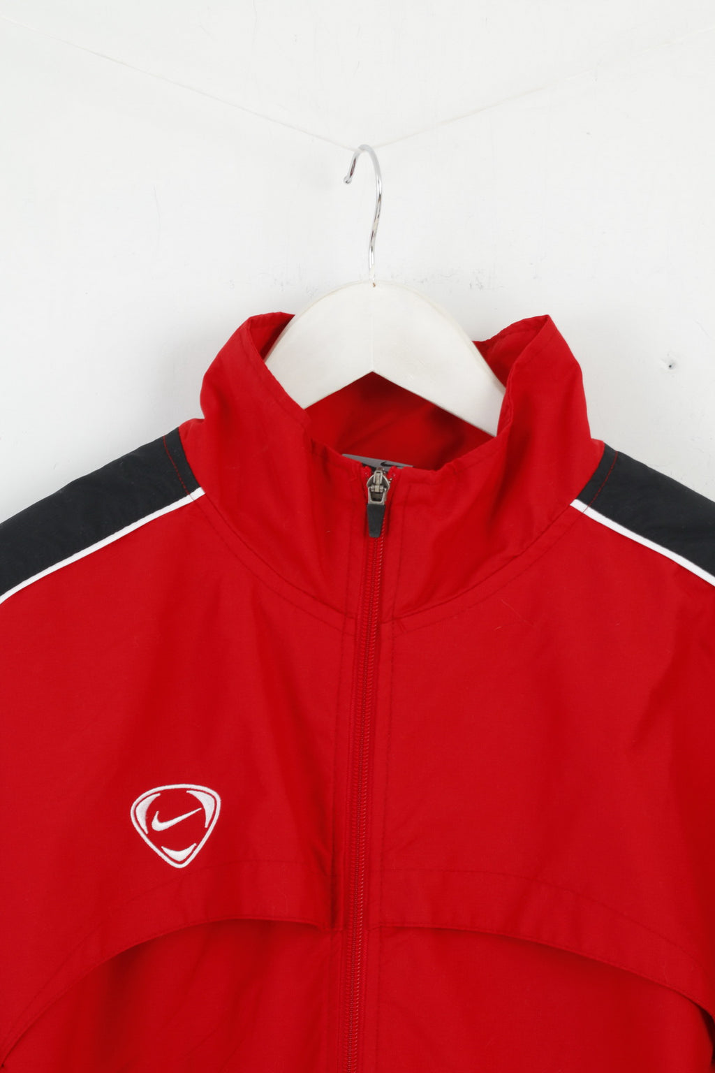Nike Hommes L Veste Rouge Active Fermeture Éclair Complète Nylon Sportswear Haut De Football