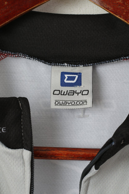 Owayo Men L Cycling Shirt Grey Zip Neck Germany Sportswear Bike Jersey Top