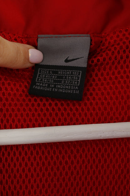 Giacca da uomo Nike L rossa Active con cerniera intera in nylon sportivo da calcio