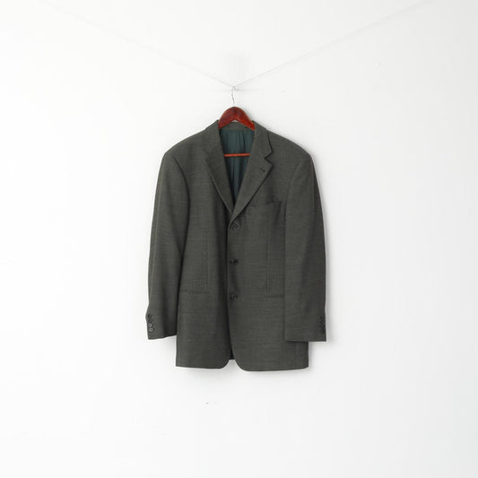 Hugo Boss Uomo 40 50 Blazer Grigio Verde Lana Super 100 HERR Giacca monopetto