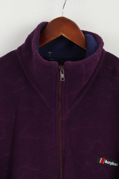 Berghaus Mens L Fleece Top Violet Full Zipper Vintage 90s Outdoor Sweatshirt