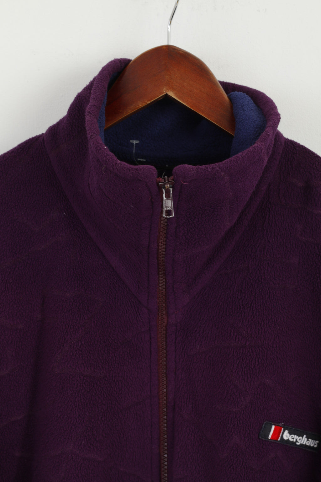Berghaus Mens L Fleece Top Violet Full Zipper Vintage 90s Outdoor Sweatshirt