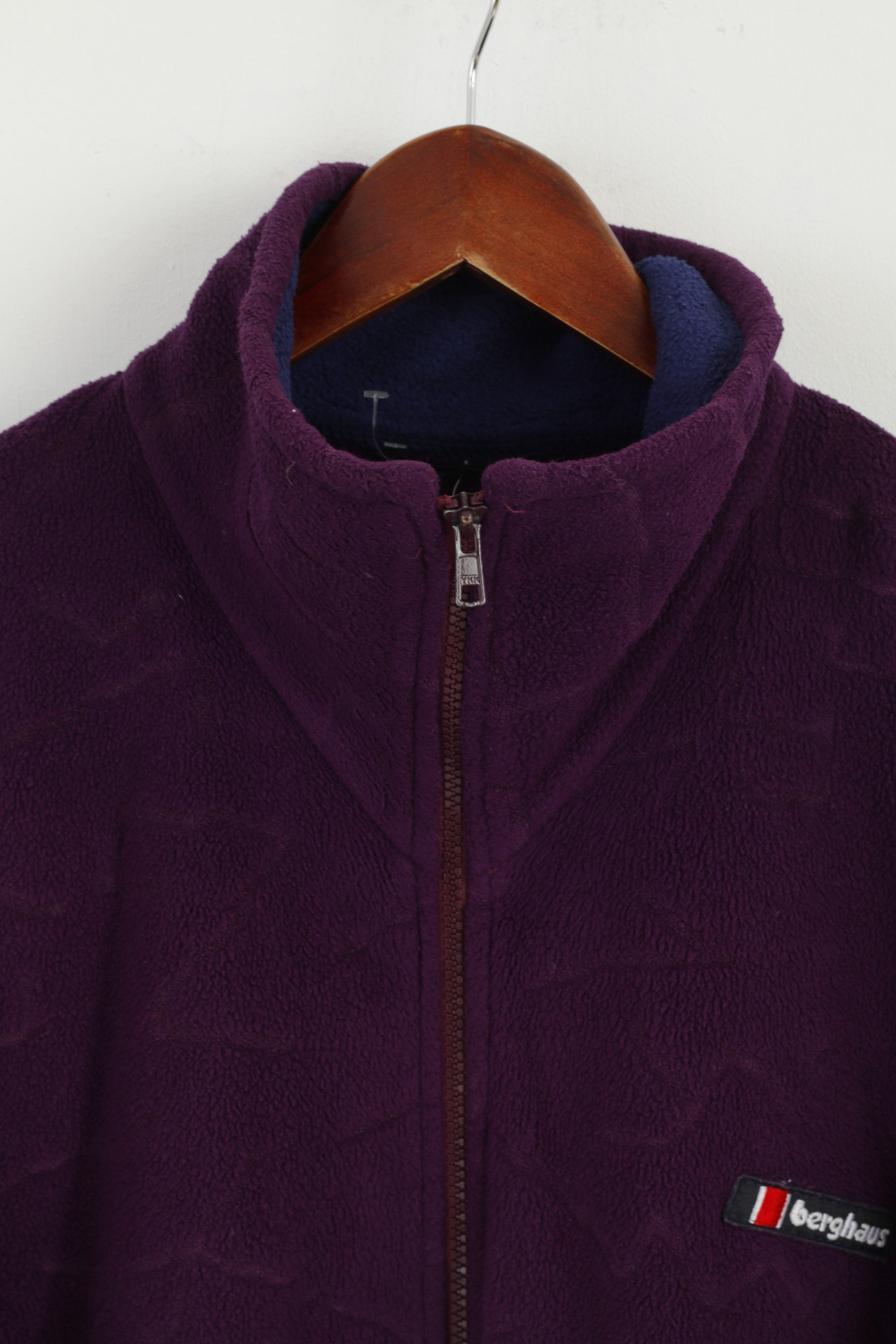 Berghaus Mens L Fleece Top Violet Full Zipper Vintage 90s Outdoor Sweatshirt