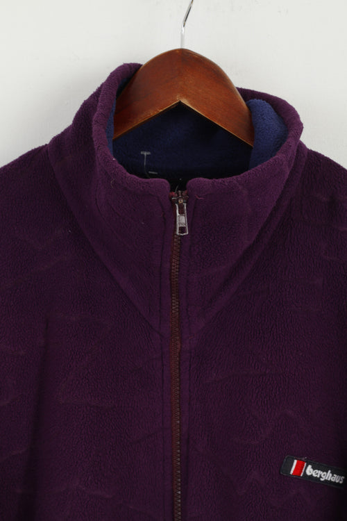 Berghaus Mens L Fleece Top Violet Full Zipper Vintage 90s Outdoor Sweatshirt