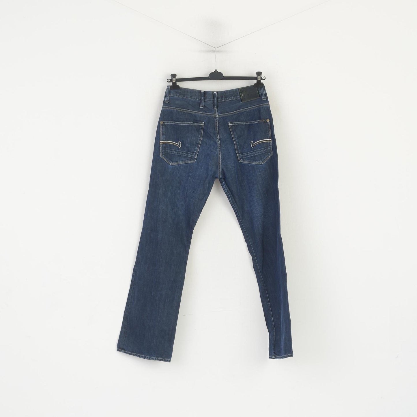 G-Star Raw Men 34 Trousers Denim Jeans Navy Cotton Coder Straight Pants