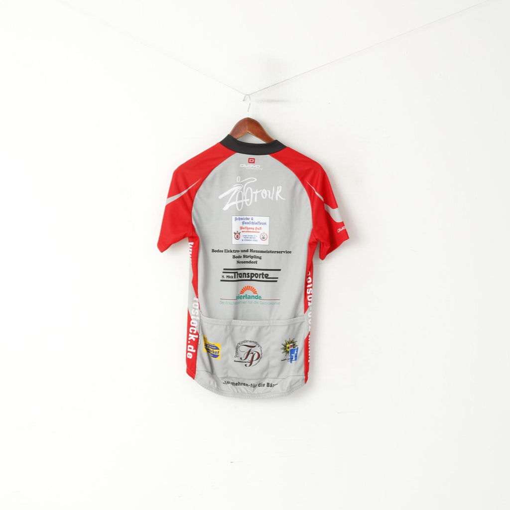 Owayo Men L Cycling Shirt Grey Zip Neck Germany Sportswear Bike Jersey Top