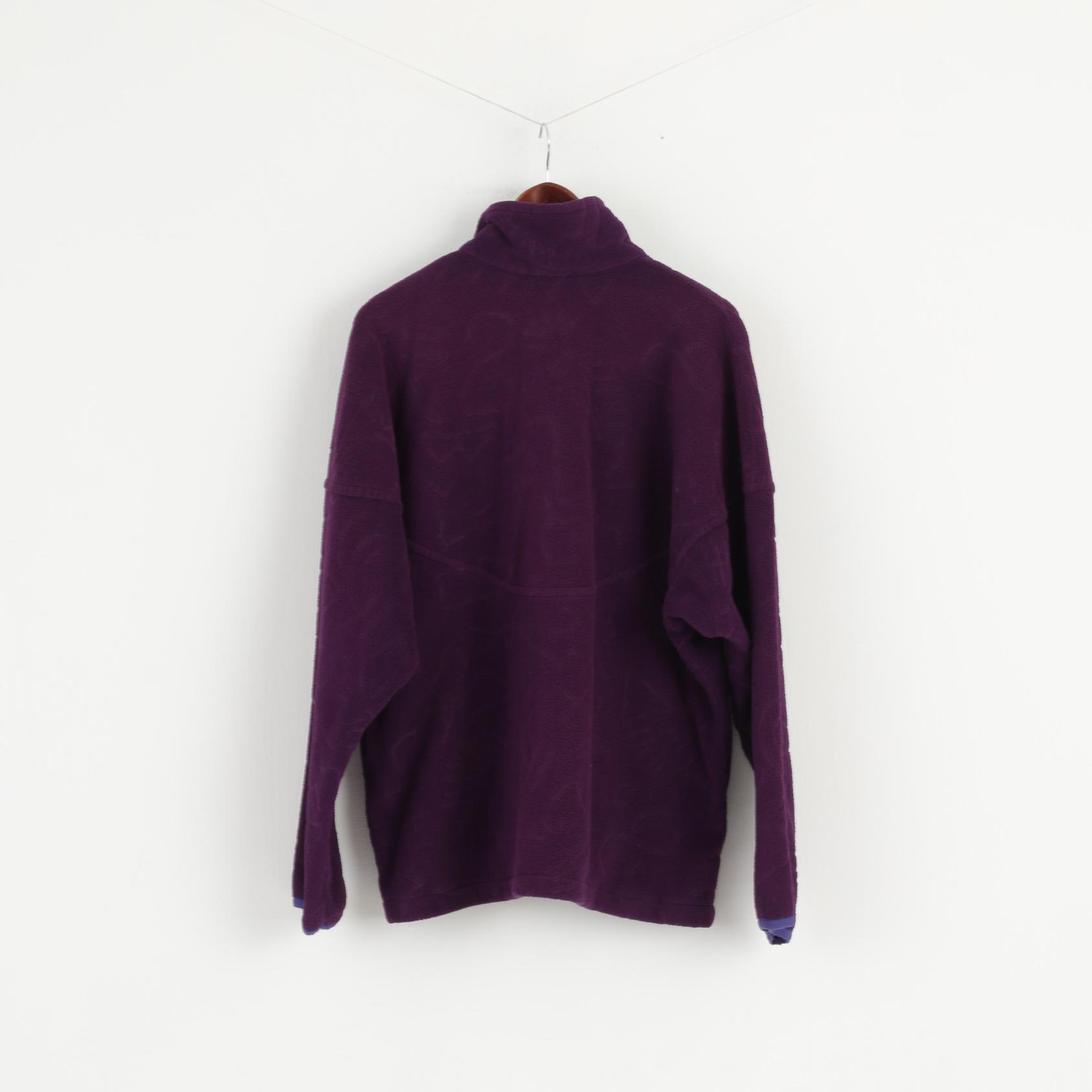 Berghaus Mens L Fleece Top Violet Full Zipper Vintage 90s Outdoor Sweatshirt