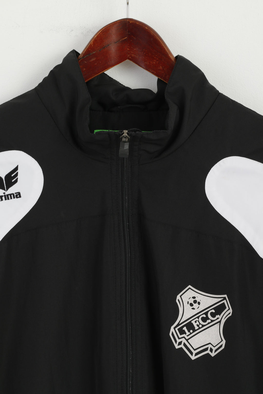 Erima Men 44/46 L Jacket Black Full Zipper F.C.C. Football Lightweight Active Top