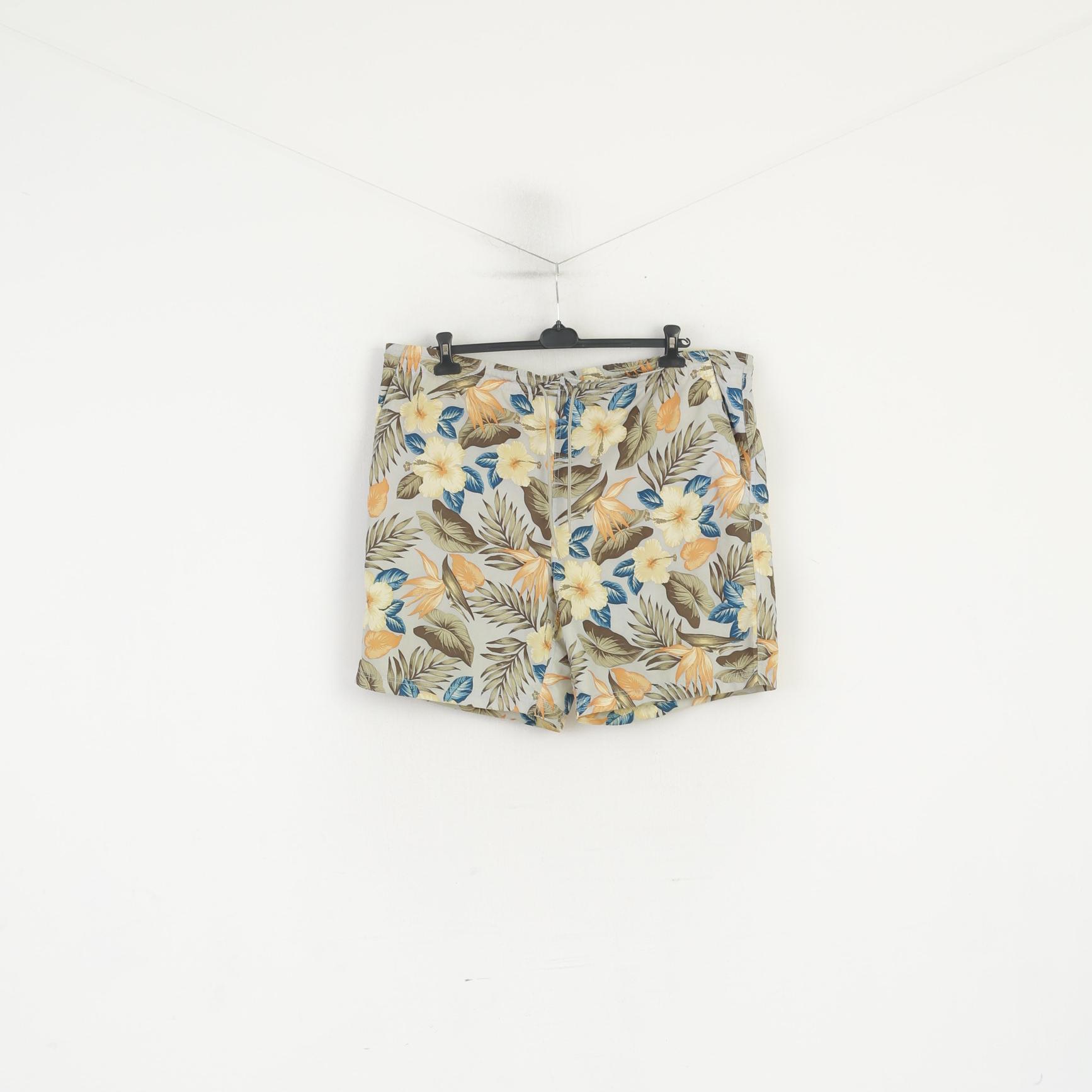 Nautica Hommes XL (XXXL) Short Bleu Hawaï Tropical Imprimé Fleurs Été Plage