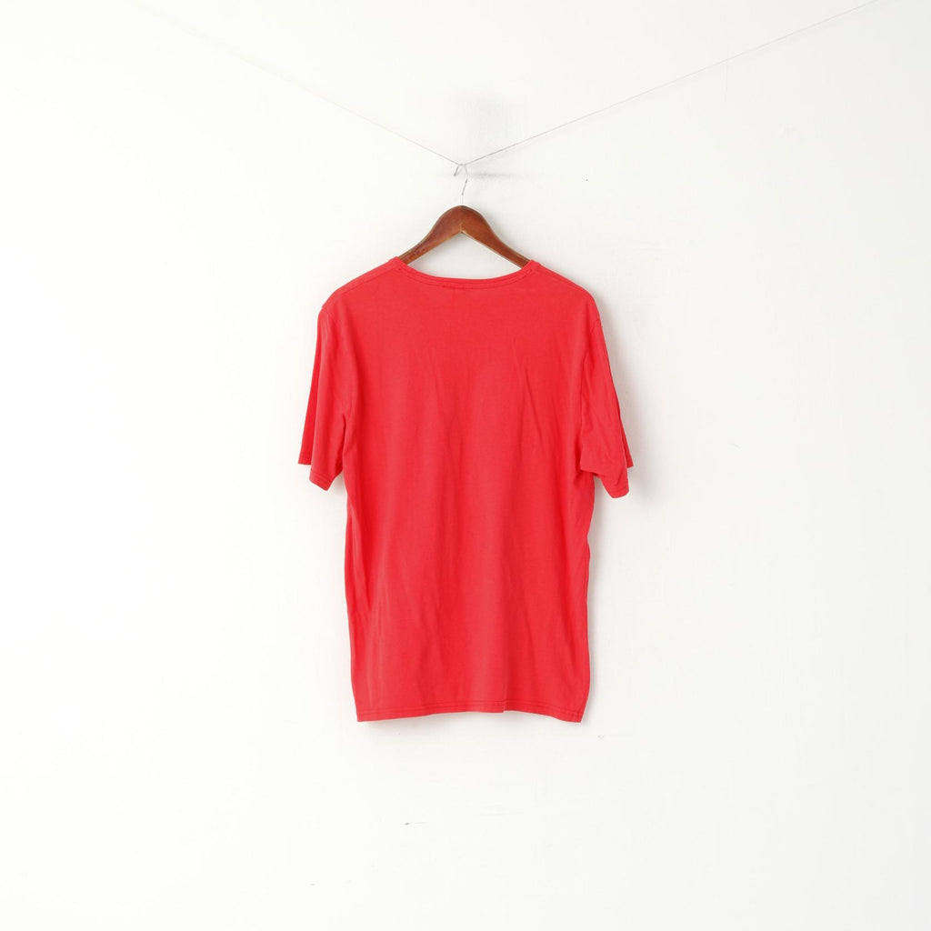 George The Big Bang Theory Men L T- Shirt Red Cotton Graphic Bazinga Crew Neck Top