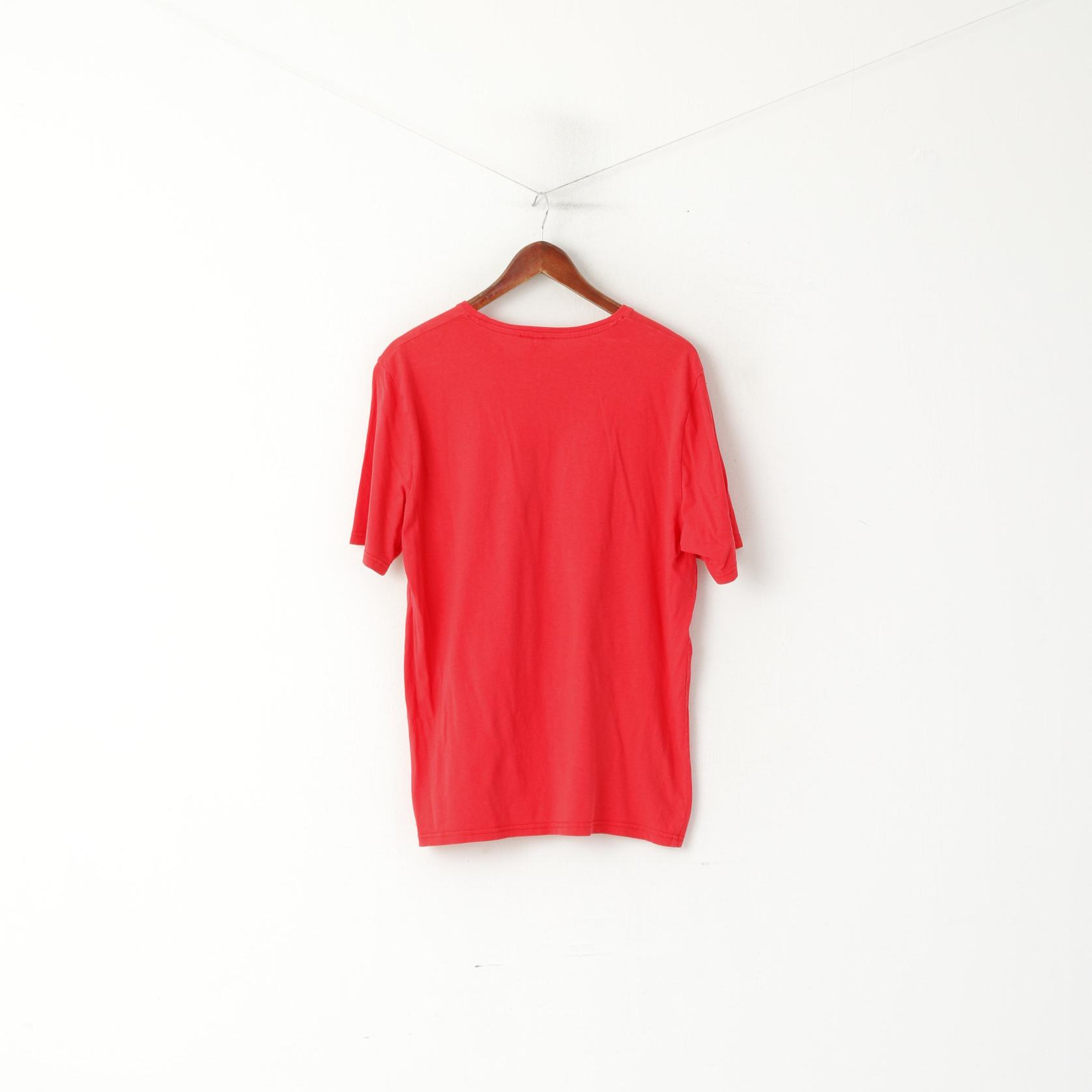 George The Big Bang Theory Men L T- Shirt Red Cotton Graphic Bazinga Crew Neck Top