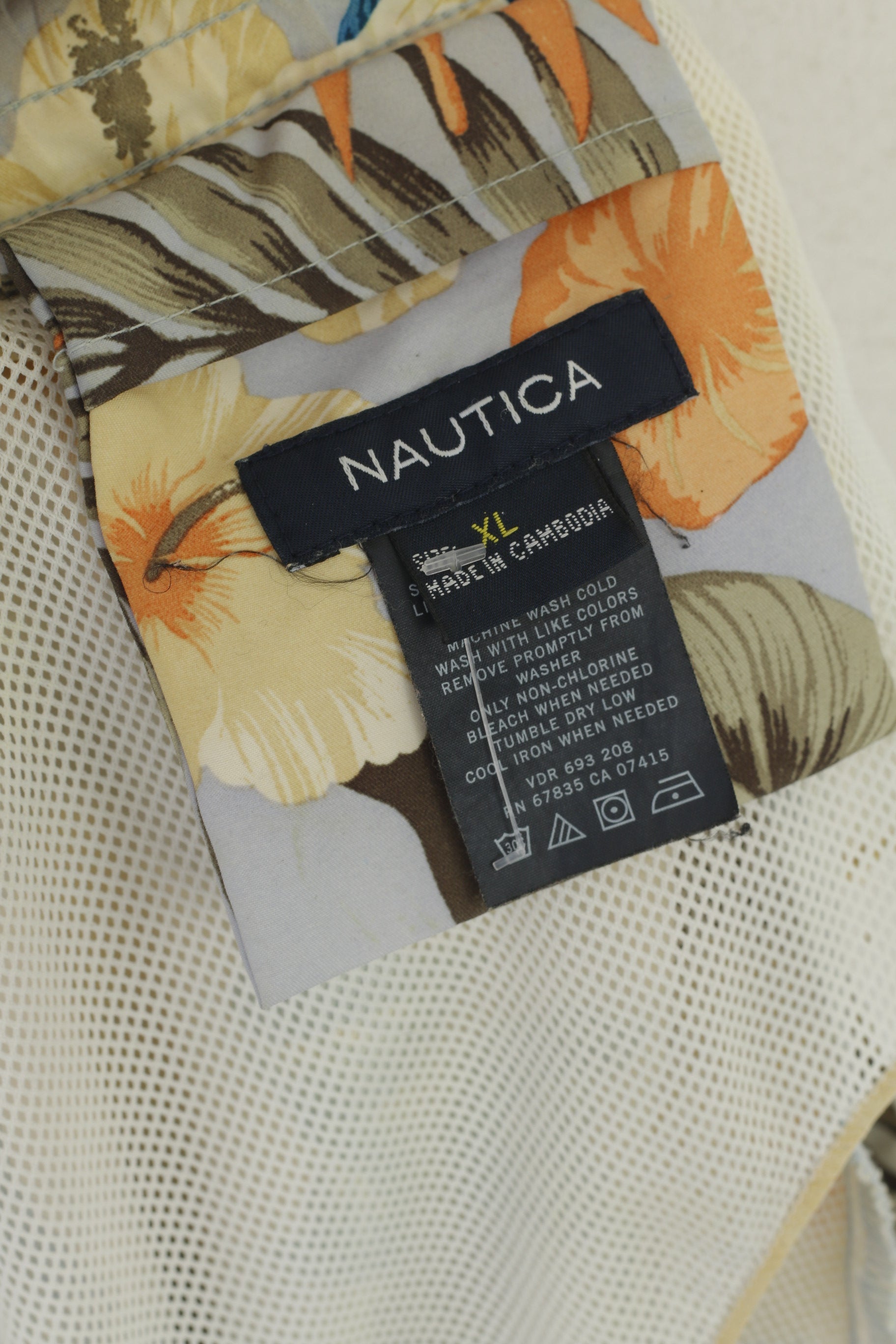 Nautica Hommes XL (XXXL) Short Bleu Hawaï Tropical Imprimé Fleurs Été Plage