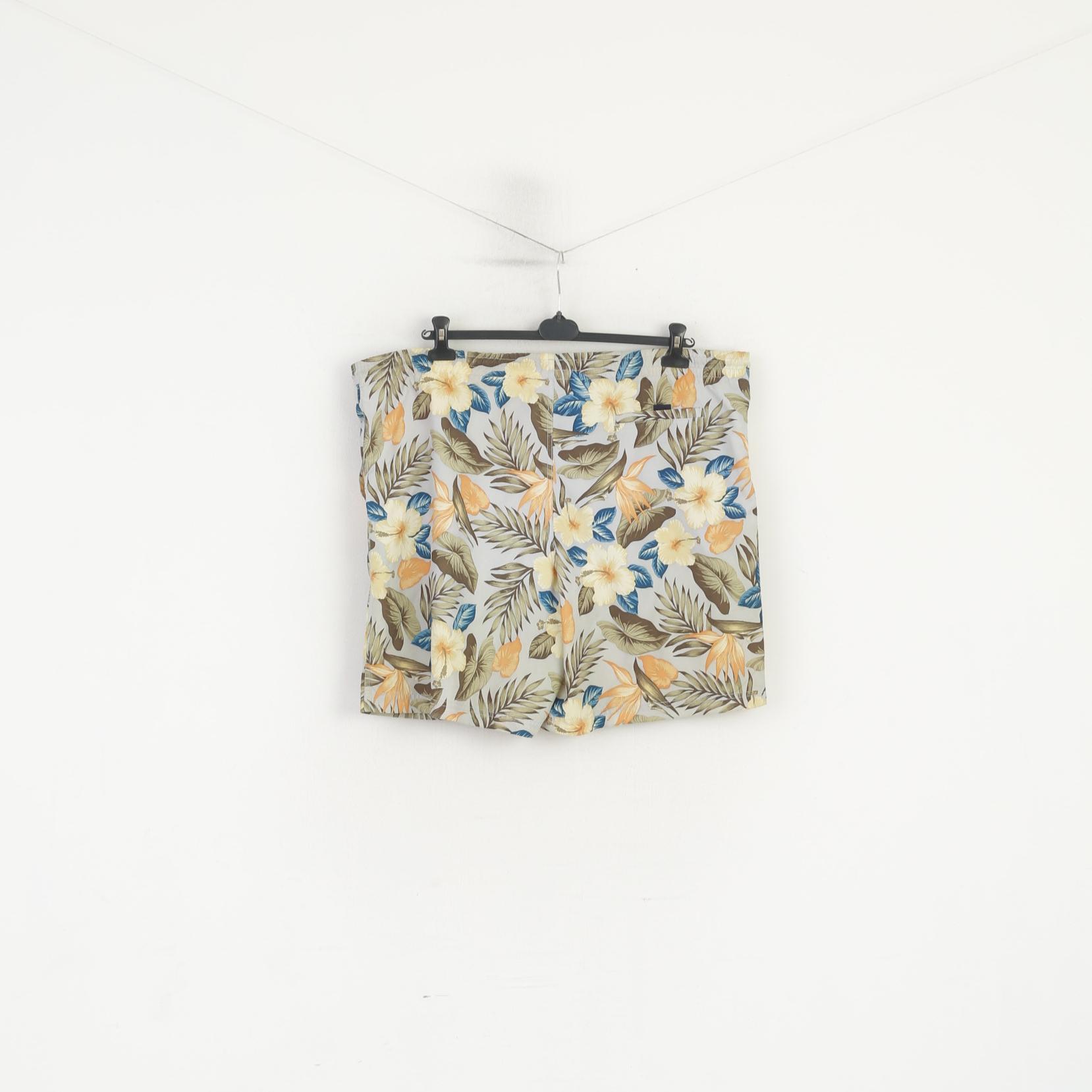 Nautica Hommes XL (XXXL) Short Bleu Hawaï Tropical Imprimé Fleurs Été Plage