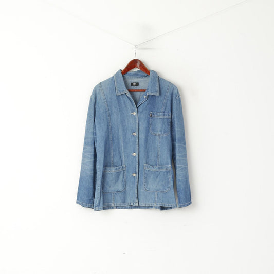 PAS Femmes M Denim Blazer Bleu Jeans Denim Vintage Coton Veste Top