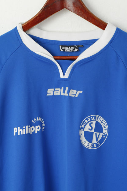 Saller Men XXL Shirt Blue Burgaltendorf Essen Football Vintage Jersey Top