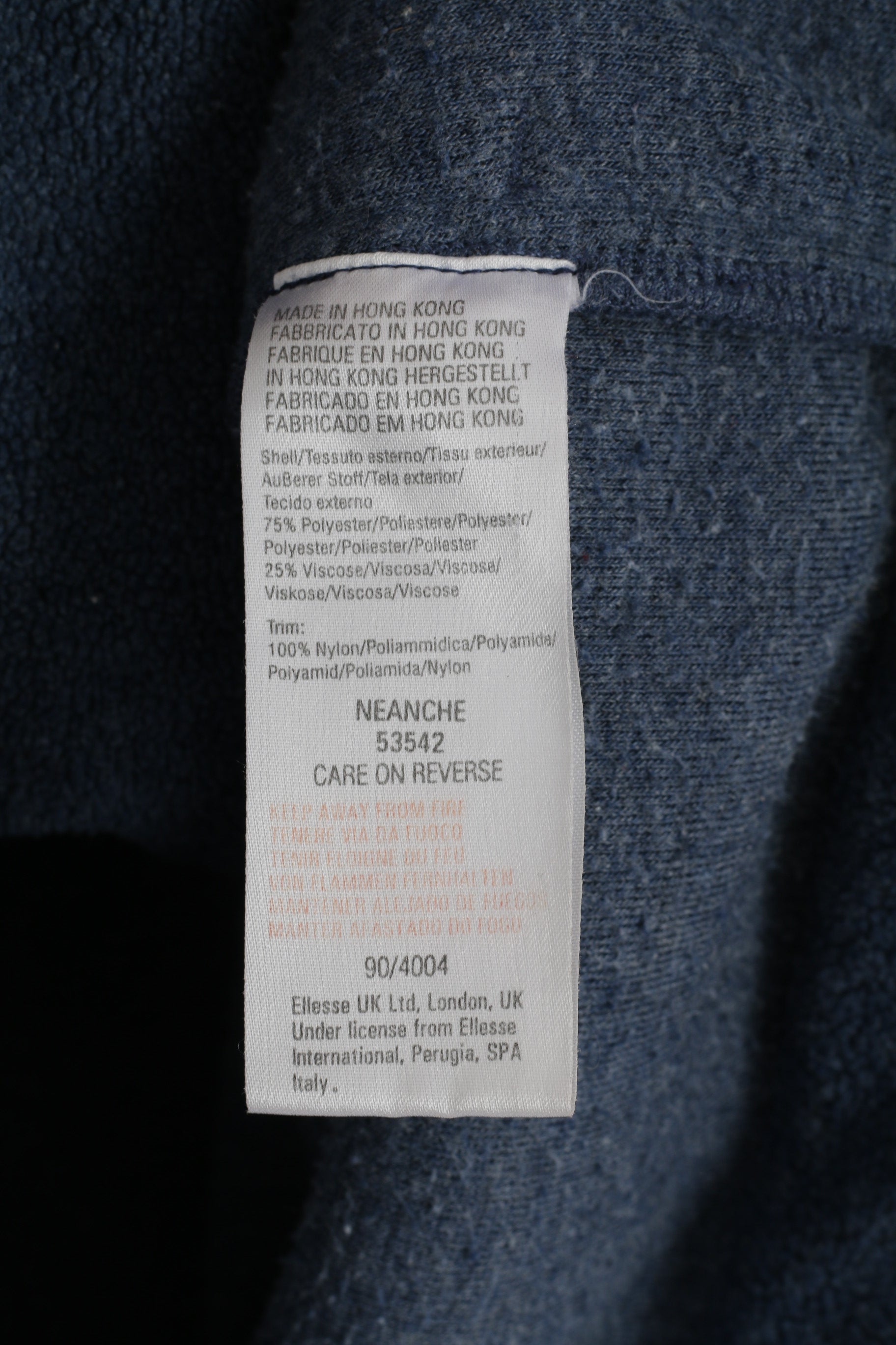 Felpa Ellesse Italia Juniors Youth 152 - 158 Felpa blu scuro con cerniera intera e cappuccio