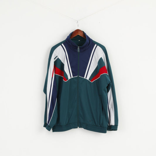 ISE Men L Sweatshirt Vintage Brillant Vert Fermeture Éclair Complète Oldschool Track Top