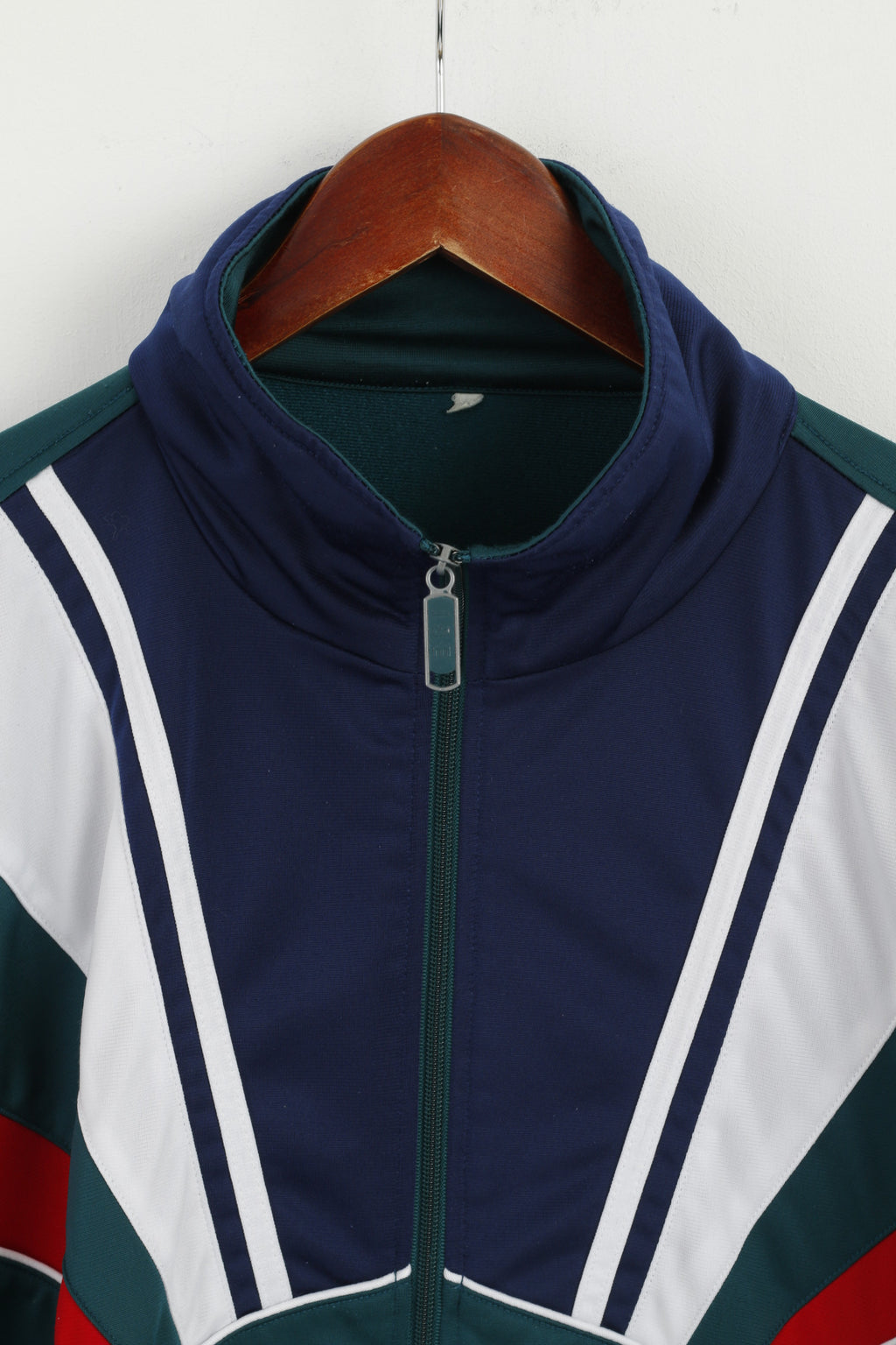 ISE Men L Sweatshirt Vintage Shiny Green Full Zipper Oldschool Track Top