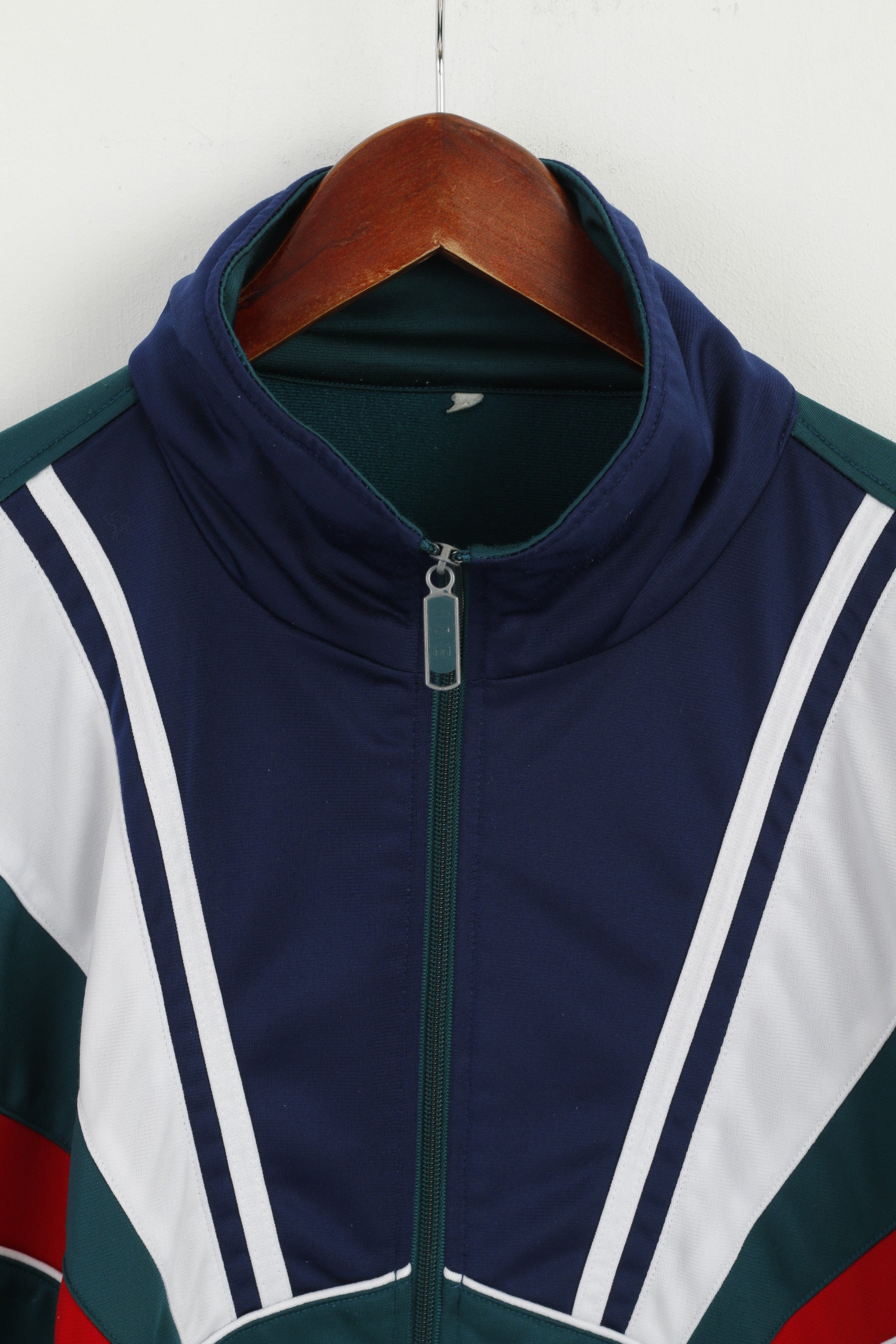 ISE Men L Sweatshirt Vintage Shiny Green Full Zipper Oldschool Track Top