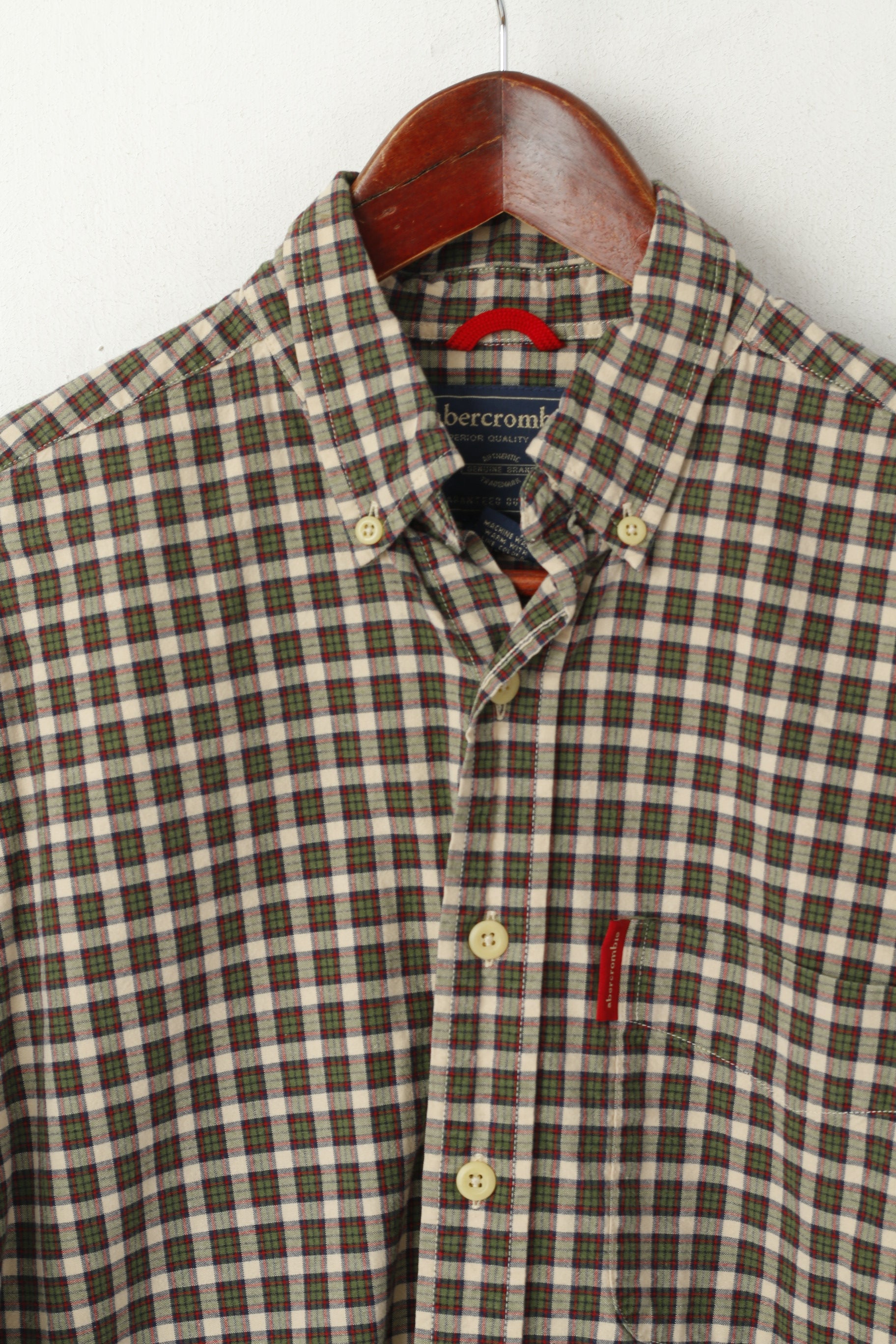 Abercrombie Boys L 10-12 Age Casual Shirt Brown Green Cotton Checkered Long Sleeve