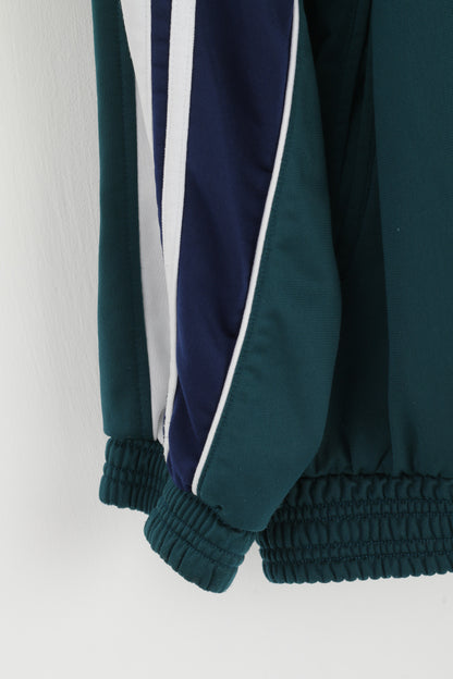 ISE Men L Sweatshirt Vintage Brillant Vert Fermeture Éclair Complète Oldschool Track Top