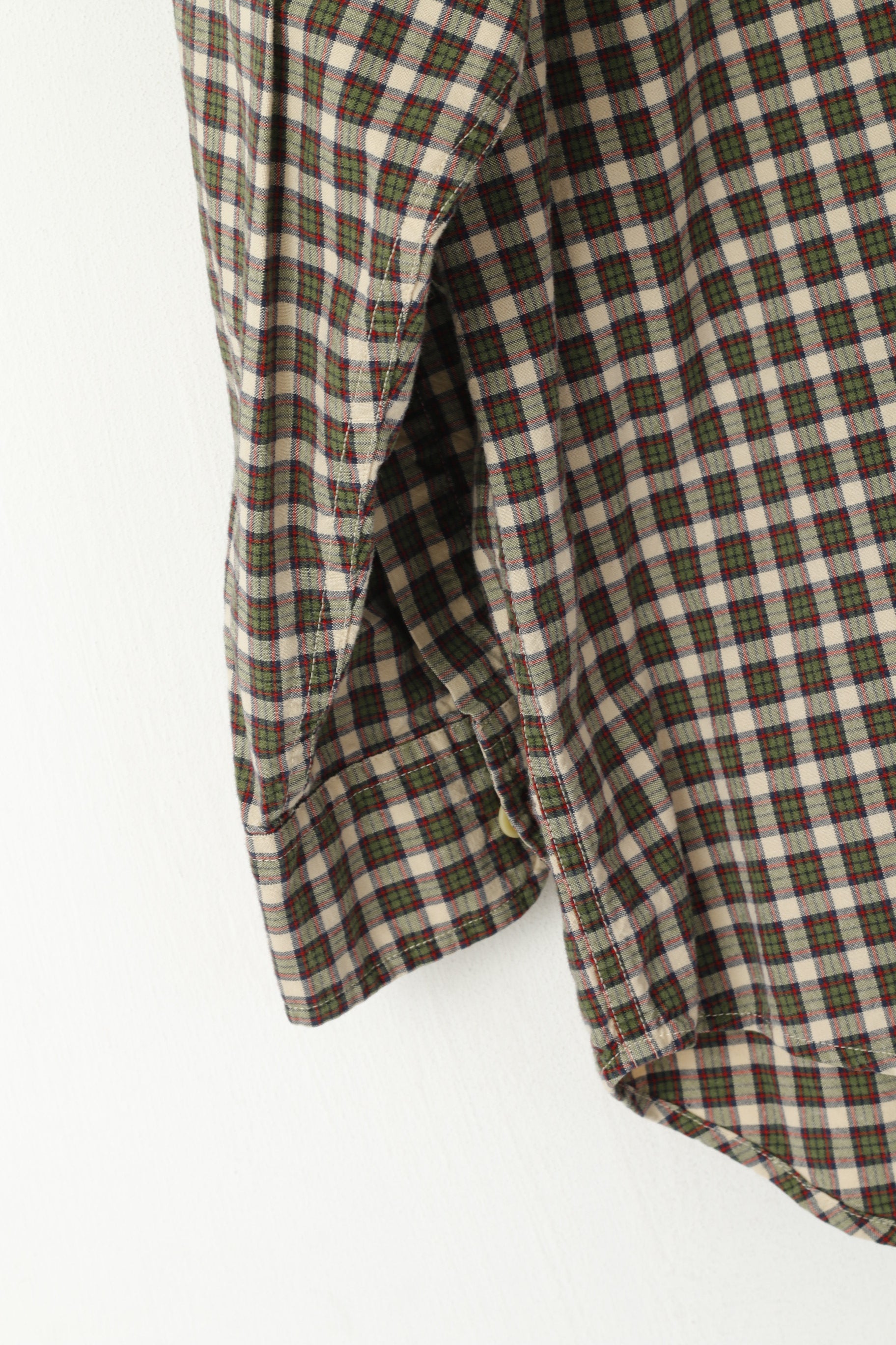 Abercrombie Boys L 10-12 Age Casual Shirt Brown Green Cotton Checkered Long Sleeve