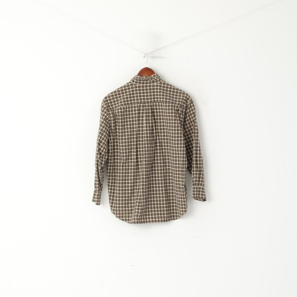 Abercrombie Chemise décontractée en coton à carreaux à manches longues pour garçon L 10-12 ans Marron vert