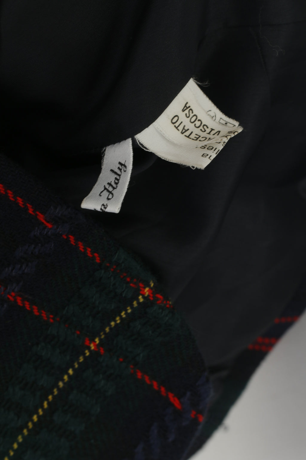 Blumode Giacca Donna 40 M Giacca Vintage Lana Verde Check Bottoni Oro Made in Italy