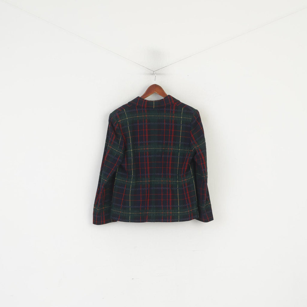 Blumode Giacca Donna 40 M Giacca Vintage Lana Verde Check Bottoni Oro Made in Italy