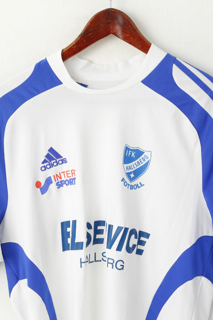 Adidas IFK Hallsberg Uomo L Maglia Bianca Vintage Calcio Sportswear Jersey Top
