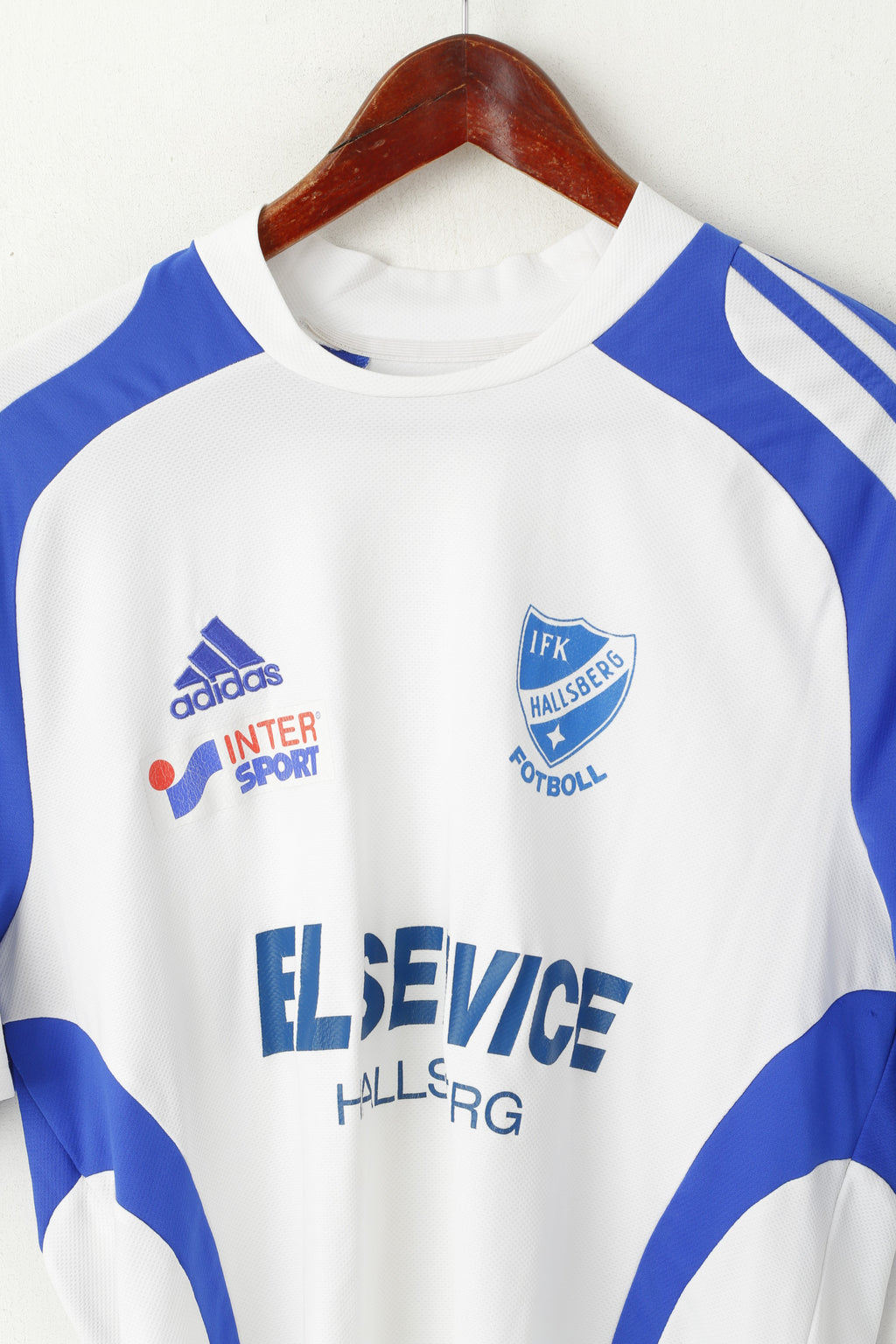 Adidas IFK Hallsberg Uomo L Maglia Bianca Vintage Calcio Sportswear Jersey Top