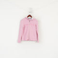Nautica Women M Sweatshirt Pink Cotton Stretch Hooded Full Zipp Sport Top