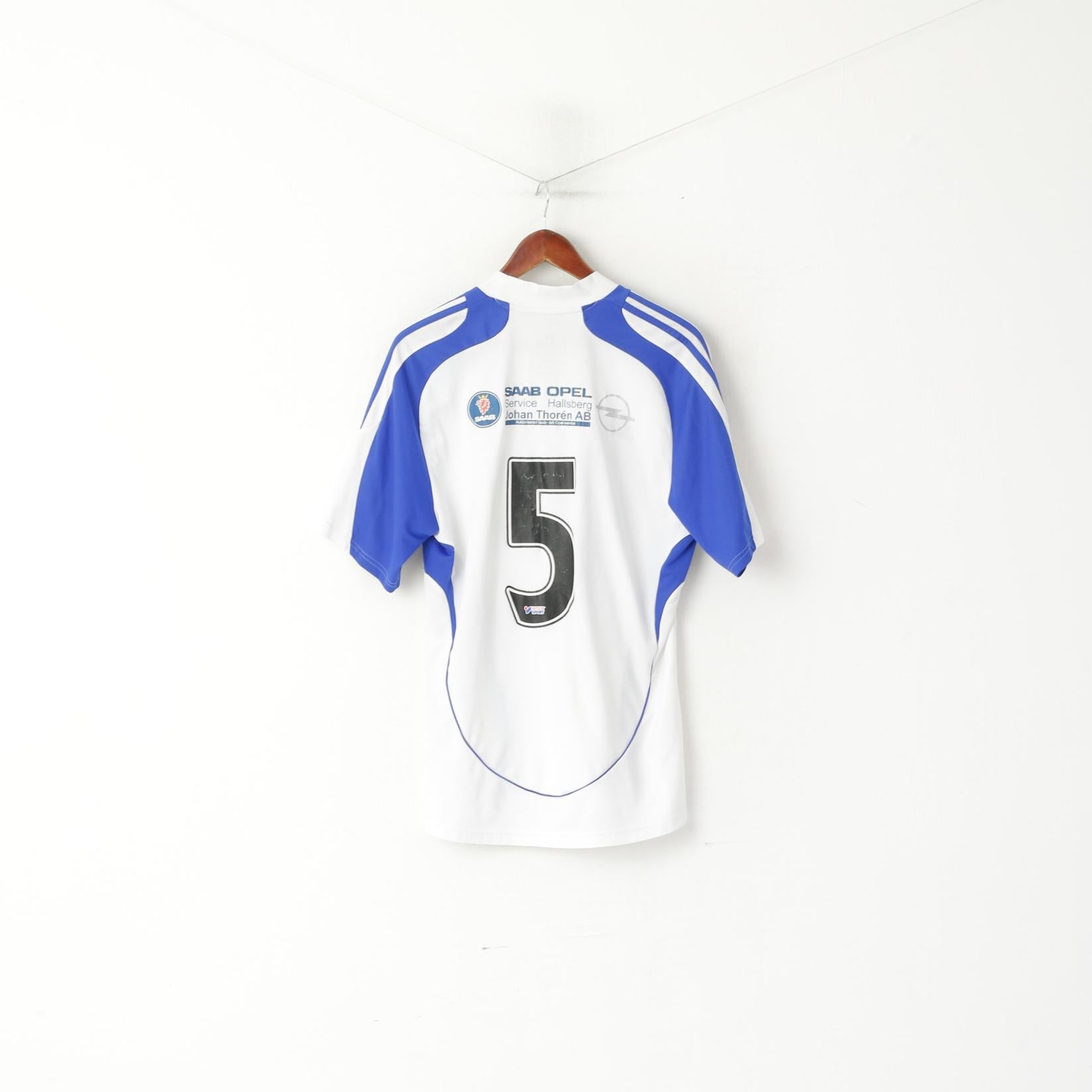 Adidas IFK Hallsberg Hommes L Chemise Blanc Vintage Football Sportswear Jersey Top