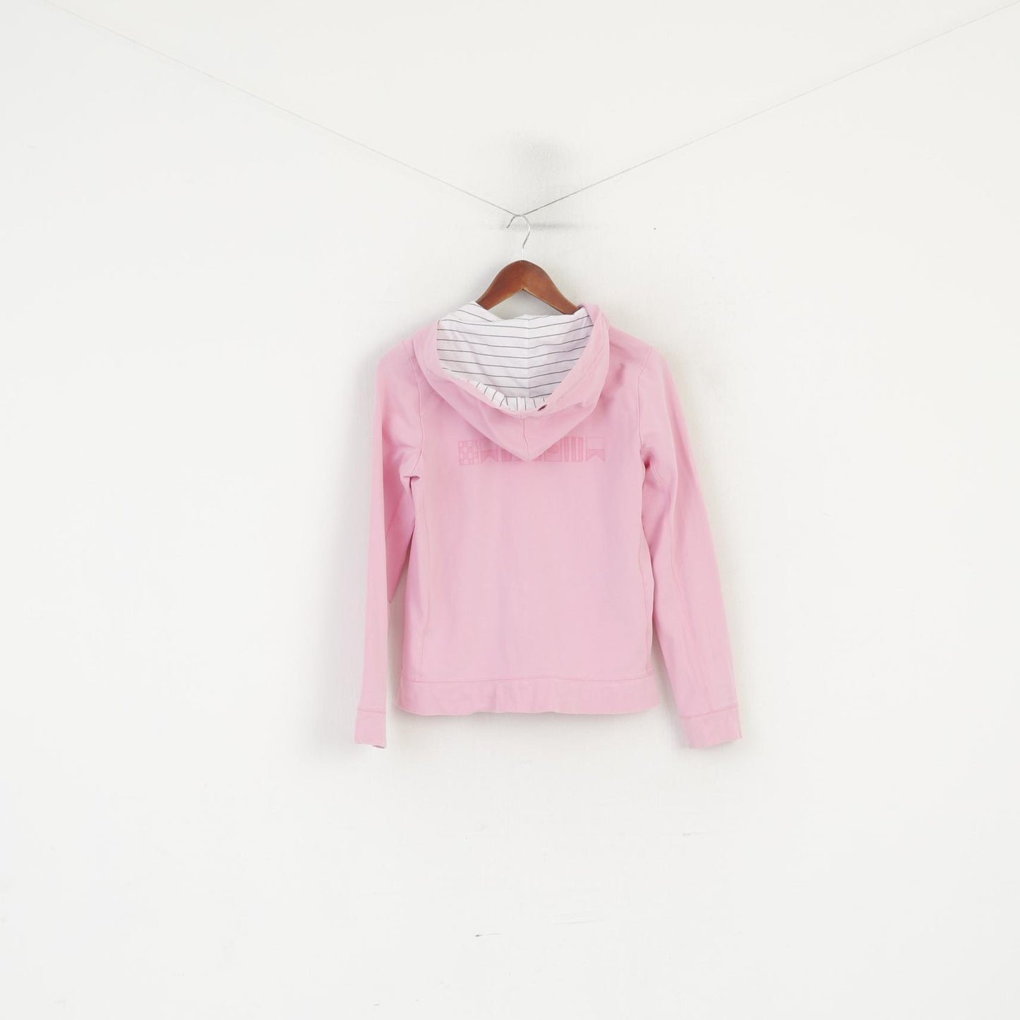 Nautica Women M Sweatshirt Pink Cotton Stretch Hooded Full Zipp Sport Top