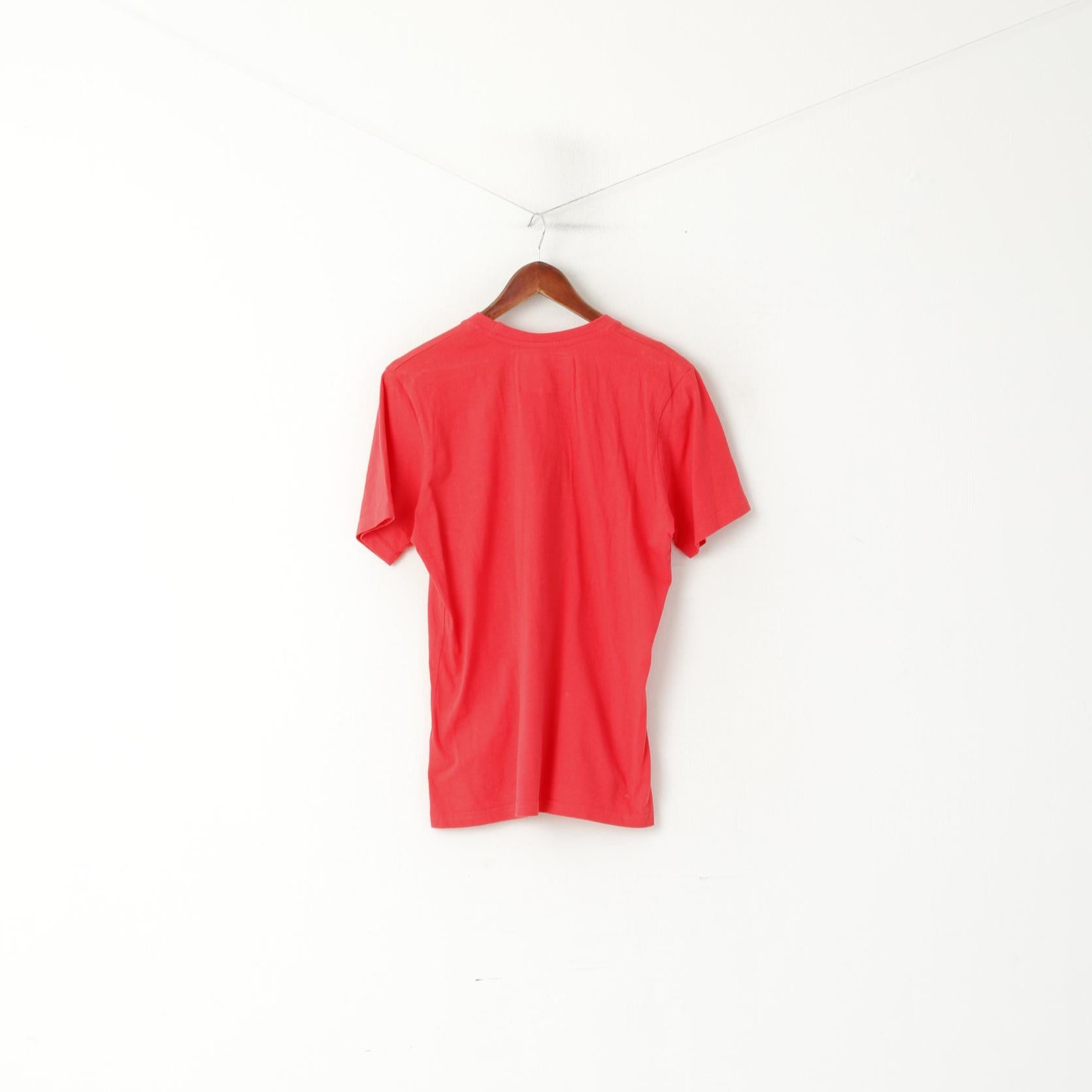 Napapijri Geographic Women L T-Shirt Rouge Logo Brodé Haut de Sport