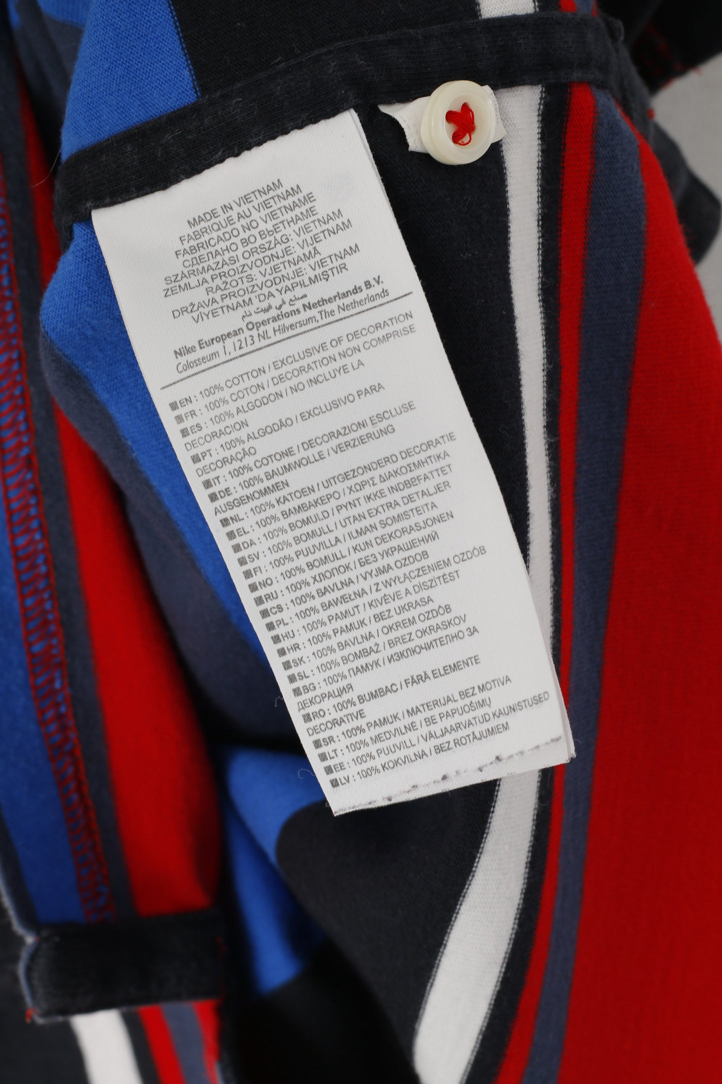 Nike Homme S Polo Bleu Rouge Rayé Coton Sportswear Slim Fit Classique Haut