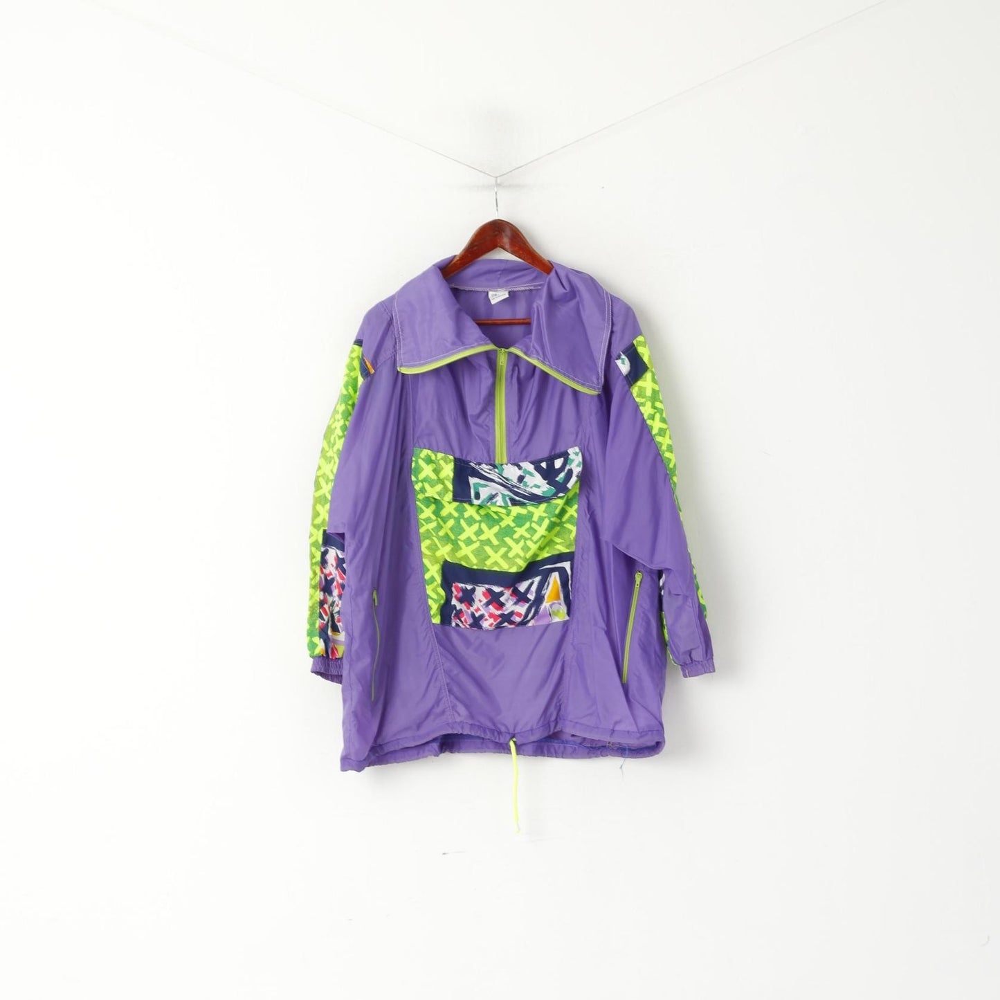 Fashion Men 4 XL Pullover Jacket Purple Vintage Kangaroo Pocket Festival Run Top