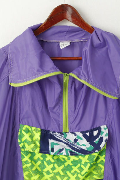 Fashion Men 4 XL Pullover Jacket Purple Vintage Kangaroo Pocket Festival Run Top