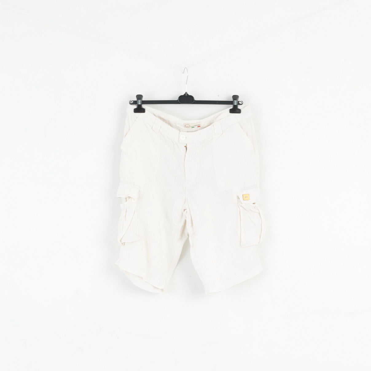 Acquafredda Mens 54 XL Shorts Beige 100% Linen Made in Italy Summer