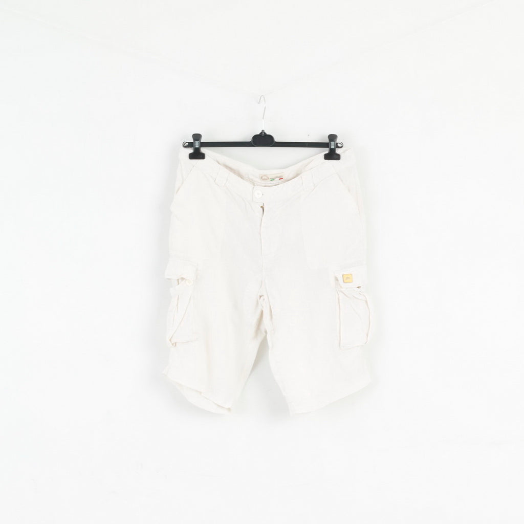Acquafredda Mens 54 XL Shorts Beige 100% Linen Made in Italy Summer