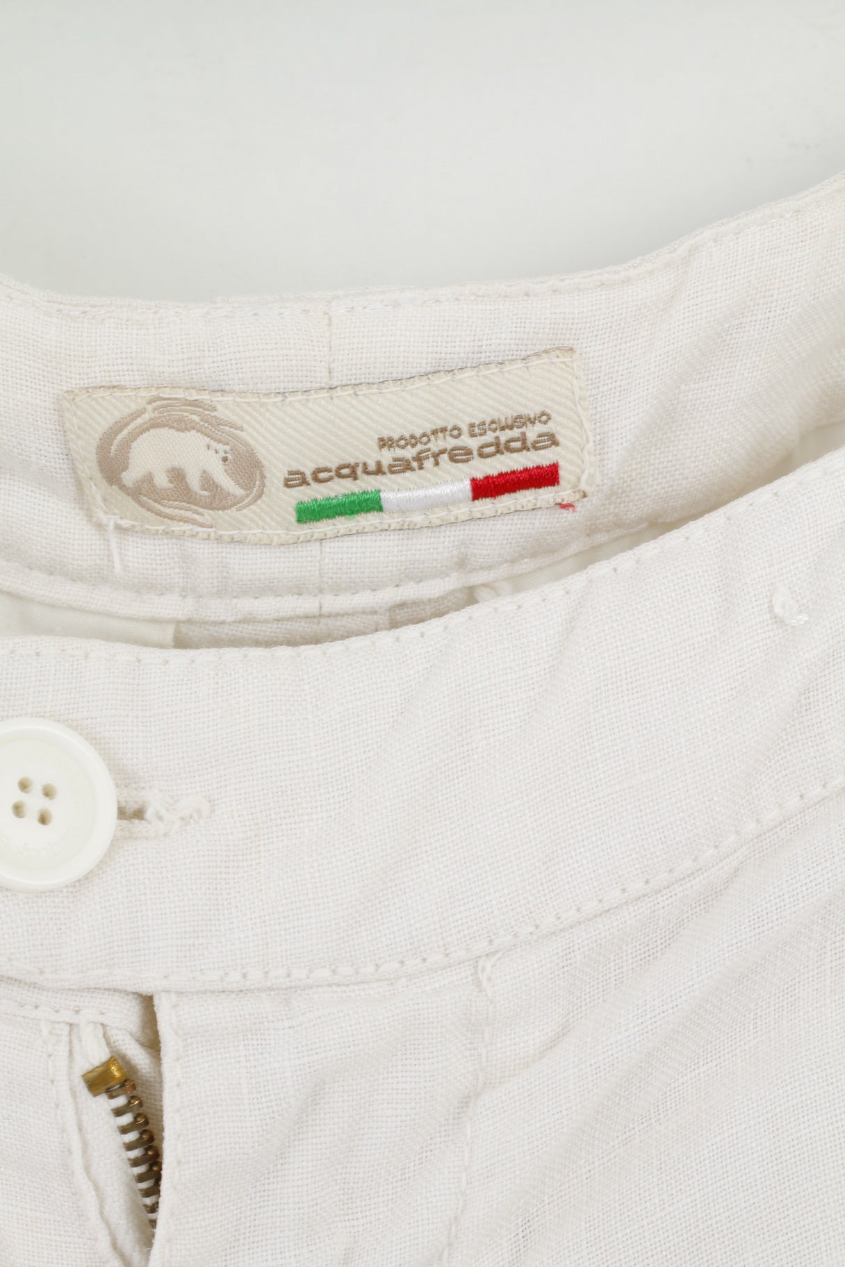 Acquafredda Mens 54 XL Shorts Beige 100% Linen Made in Italy Summer